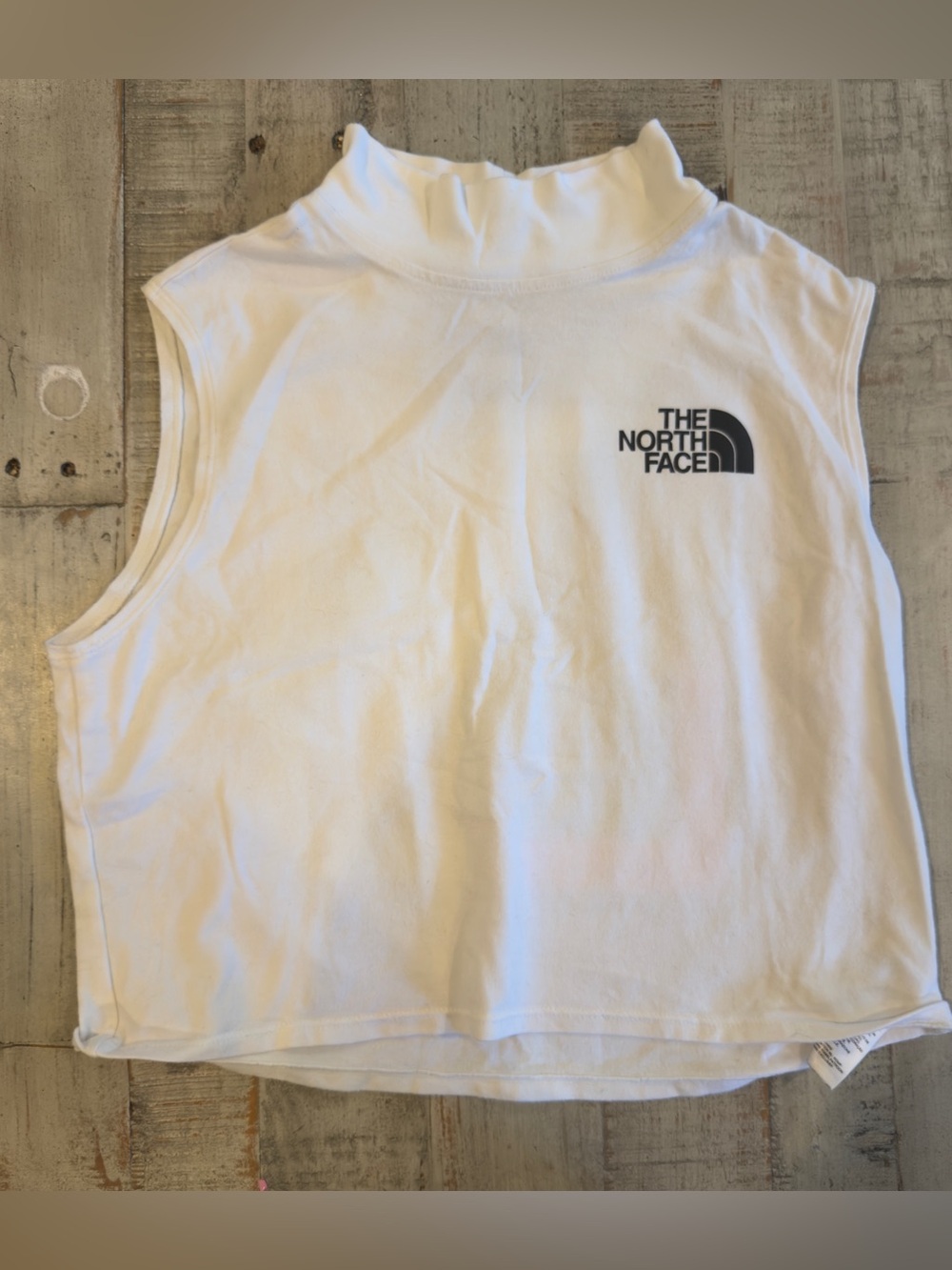 The North Face White Sleeveless Crop Top with Logo
